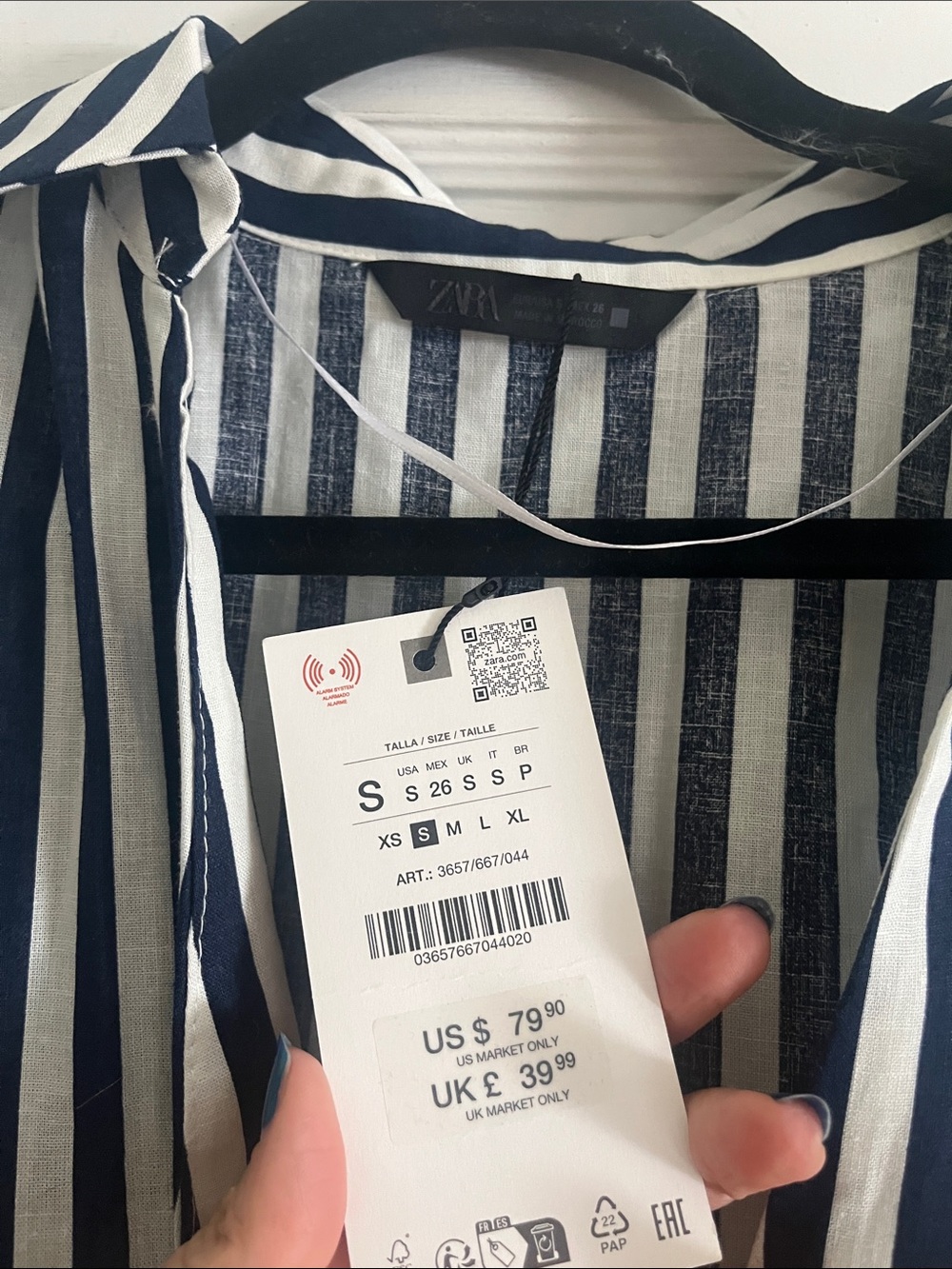 Zara NWT Linen Striped Midi Shirt Dress Size S - Picture 7 of 8